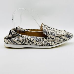 Cole Haan Shoes Womens 8.5 Gray White Snake Print Leather Grand OS Slip On Flats